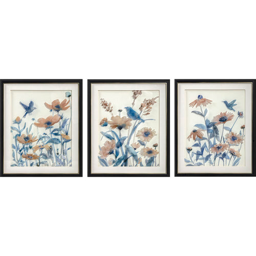 Cadre DKD Home Decor Fleurs (50 x 2 x 60 cm) (3 pcs)