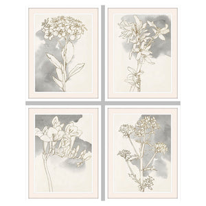 Cadre DKD Home Decor Fleurs (55 x 2.5 x 70 cm) (4 pcs)