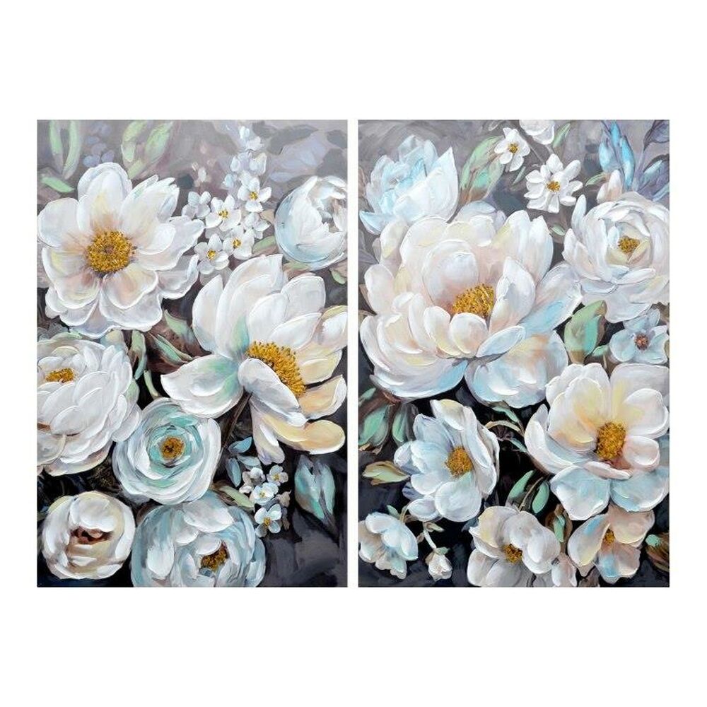 Cadre DKD Home Decor Fleurs (80 x 3 x 120 cm) (2 pcs)