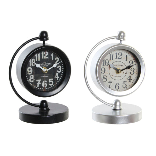 Horloge de table DKD Home Decor Verre Noir Gris Fer (16 x 10 x 23.7 cm) (2 pcs)