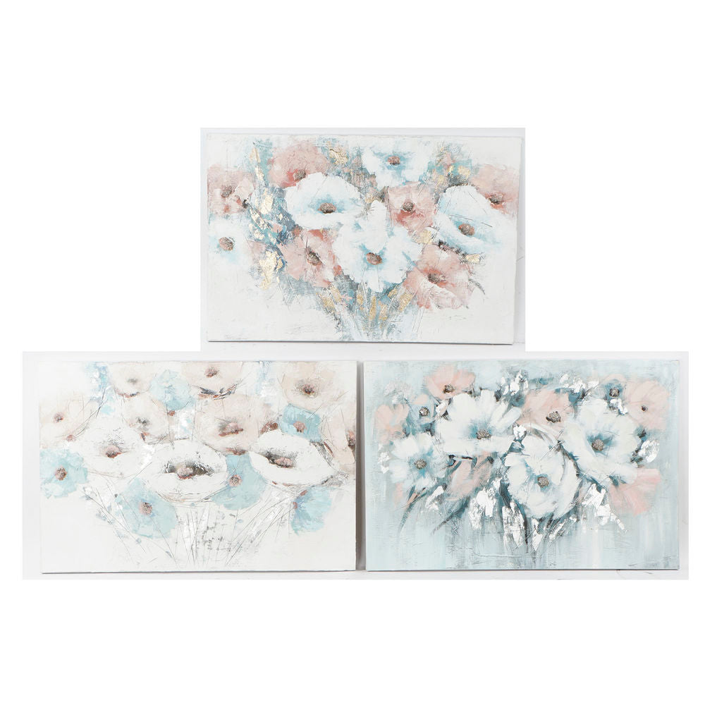 Cadre DKD Home Decor Fleurs (120 x 3.5 x 80 cm) (3 pcs)