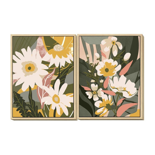 Cadre DKD Home Decor Fleurs (60 x 4 x 80 cm) (2 pcs)