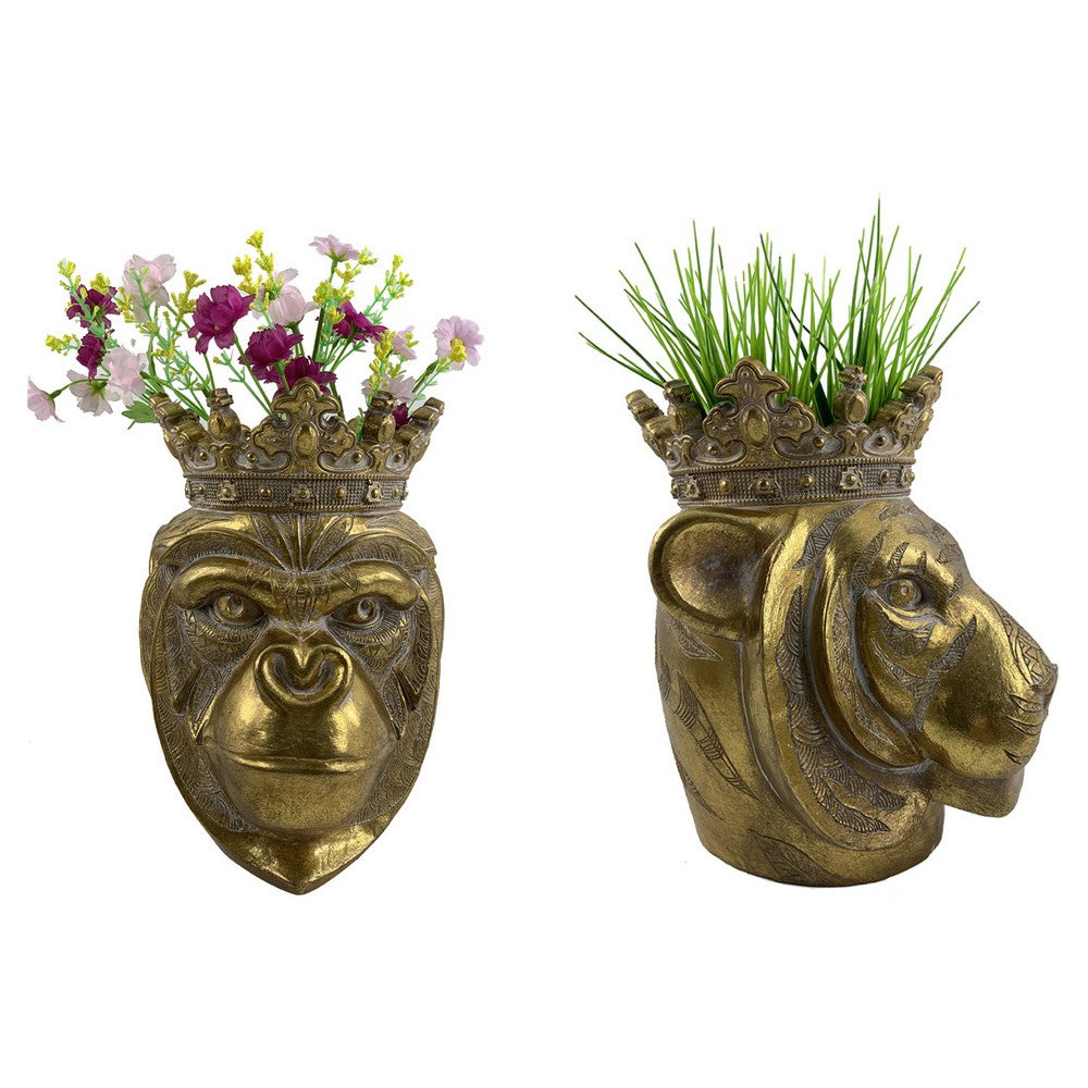 Cache-pot DKD Home Decor Doré Résine (21 x 22.5 x 25.5 cm) (2 pcs)