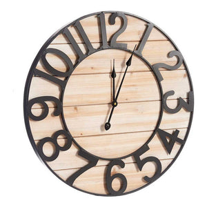 Horloge Murale Noir Marron Clair Métal Bois (60 x 4,5 x 60 cm)