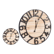 Charger l&#39;image dans la galerie, Horloge Murale Noir Marron Clair Métal Bois (60 x 4,5 x 60 cm)