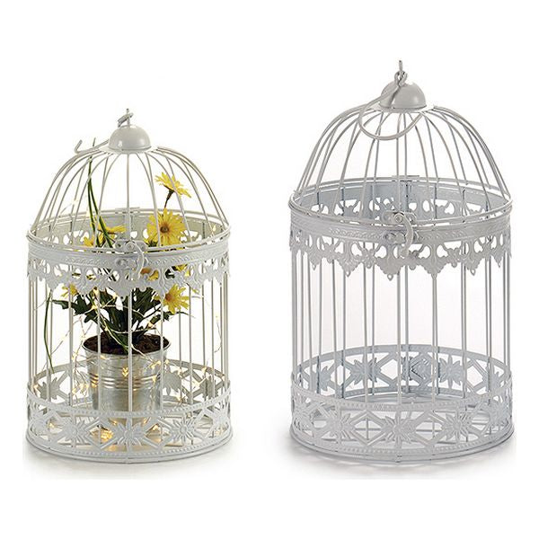 Cage Blanc Métal Forge Blanche (19 x 30 x 19 cm)