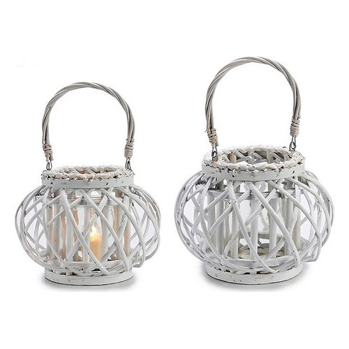 Bougeoir Blanc osier Verre