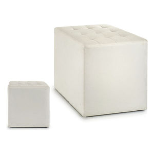 Pouf Blanc Cuir (45 x 45 x 45	 cm)