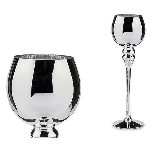 Bougeoir Verre Argent (13 x 40 x 13 cm)