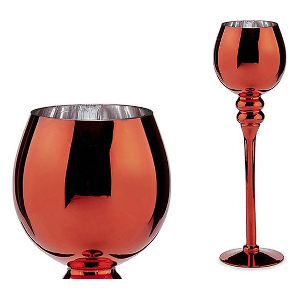 Bougeoir Rouge Verre (13 x 40 x 13 cm)