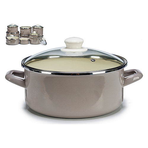 Casserole avec couvercle en verre Gris Acier émaillé 33,6 x 17 x 25,8 cm (Ø 24 cm)