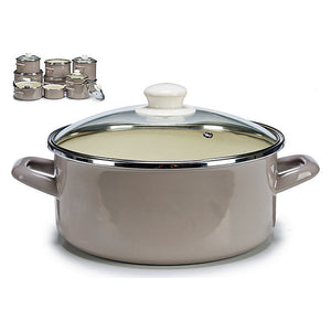 Casserole avec couvercle en verre Gris Acier émaillé 33,6 x 17 x 25,8 cm (Ø 24 cm)
