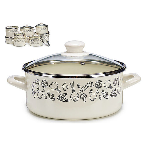 Casserole avec couvercle en verre Acier émaillé 31,2 x 15,5 x 23,8 cm (Ø 22 cm)