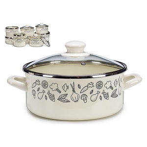 Casserole avec couvercle en verre Acier émaillé 31,2 x 15,5 x 23,8 cm (Ø 22 cm)