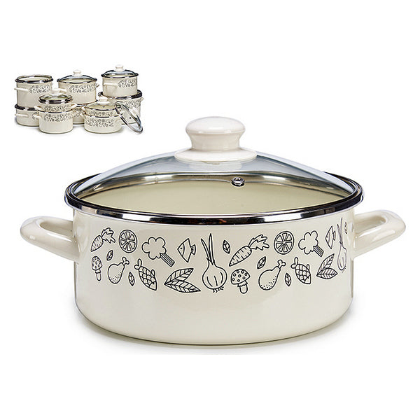 Casserole avec couvercle en verre Acier émaillé 31,2 x 15,5 x 23,8 cm (Ø 22 cm)
