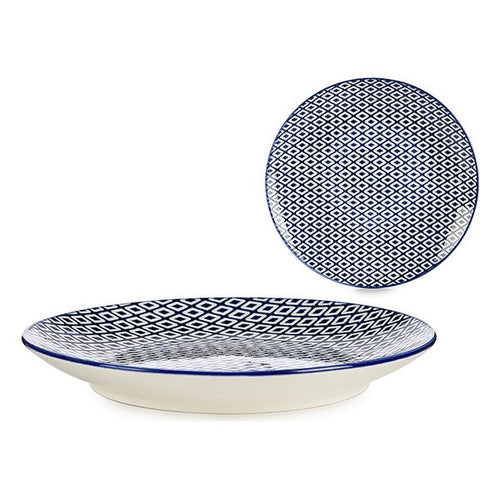 Assiette Porcelaine Bleu / Blanc (19,5 x 2,5 x 19,5 cm)