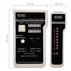 Testeur RJ11/RJ12/RJ45, coaxial NANOCABLE 10.31.0303