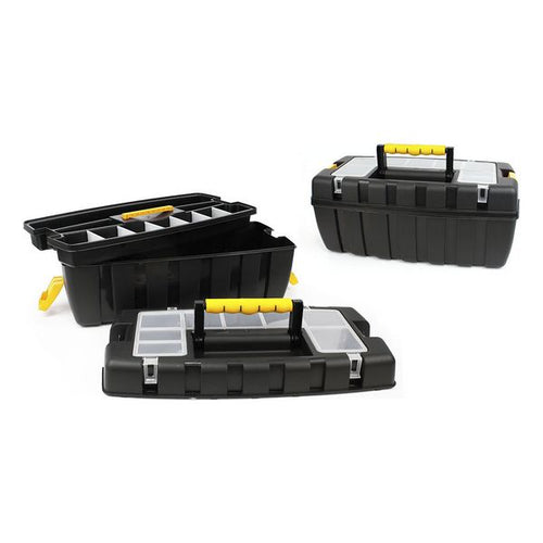 Boîte à outils avec compartiments Bricotech Monza Noir Jaune (55 X 27 x 23 cm)
