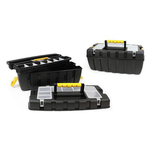 Boîte à outils avec compartiments Bricotech Monza Noir Jaune (55 X 27 x 23 cm)