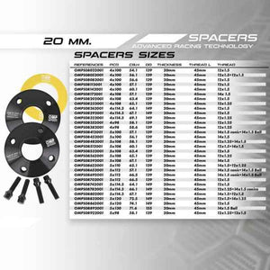 Ensemble de séparateurs OMP 4 x 114 64,1 M12 x 1,5 20 mm