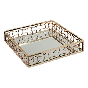 Plateau Gold Verre Laiton (30 x 30 x 6 cm)