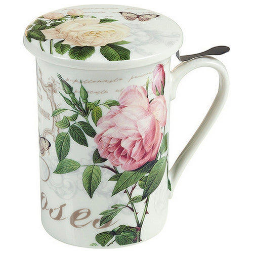 Tasse avec filtre pour infusions Fleurs Roses