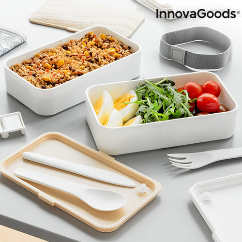 Panier-repas deux compartiments hermétique avec couverts Bentower InnovaGoods