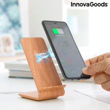 Charger l&#39;image dans la galerie, Chargeur sans Fil Effet Bois avec Support Qistan InnovaGoods