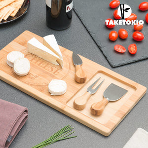 Planche à découper en Bambou avec Couteaux à Fromage TakeTokio (4 pièces)